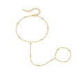 Hand Chain Bracelet Stainless Steel Finger Ring Bracelet Adjustable Gold Plated Hand Chain CZ Stackable Boho Minimalist Jewelry for Women - color: Gold Hand Chain Bracelet AN142G