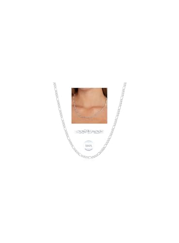 Avotto S925 Sterling Silver Figaro Chain Necklace for Women Girls 3mm/5mm Thick Sturdy & Colourfast Women's Chain Necklaces Jewelry for Women Girls 14/16/18/20/22/24/Inch - color: 5mm-Silver, size: 18 inch(45cm)-Average Length