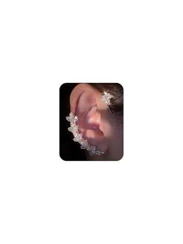 2Pcs Rhinestone Butterfly Earrings Ear Cuffs Non-Pierced Fake Earrings Butterfly Climber Wrap Around Earring Dainty Adjustable Ear Clip Jewelry for Women - color: Style10-gold