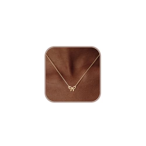 OGD Gold Necklace for Women, Bow Necklace 14K Layered Gold Necklace Dainty Bow Pendant Choker Necklace Trendy Bow Necklace Gold Chain Necklaces for Women Jewelry Gift - color: Gold Bow-1PCS