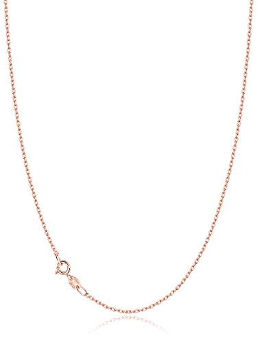 Jewlpire 18k Gold Plated 925 Sterling Silver Chain Necklace for Women, 1mm Cable Chain Necklace Sturdy & Shiny Women's Chain Necklaces 14 16 17 18 20 22 24 Inch - color: 18K Rose Gold Plated, size: 22 Inch