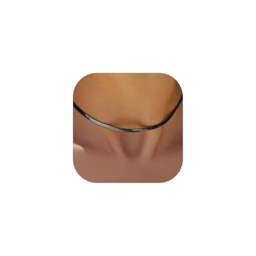 FOCALOOK 14K Gold Plated Necklaces for Women, Fashion Herringbone Choker Necklace Stainless Steel Flat Snake Chain 3/5MM(W) 12.5"/15"/18"+3.5"(L) - color: 3MM-Black-12.5"