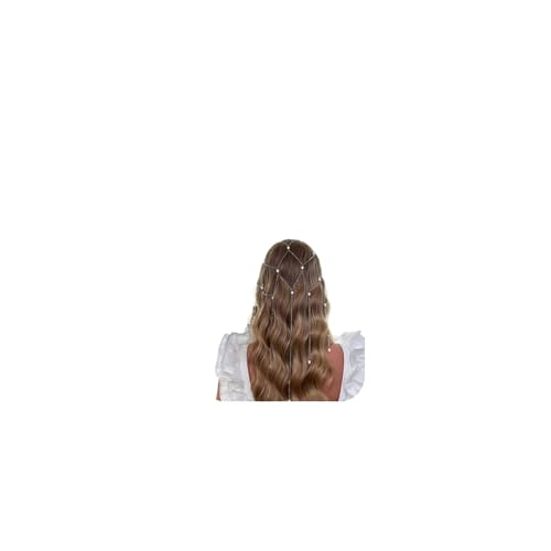 Multi-layered Tassel Pearl Headband Chain for Women Wedding Bridal Pearl Hair Clip Chain Headpiece Summer Beaded Headdress Jewelry for Prom Party - color: Silver