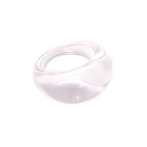 Set Resin Colorful Wide Thick Dome Knuckle Finger Stackable Joint Ring Retro Acrylic Transparent Vintage Jewelry Party Elegant Handmade Gift Diameter 18mm Stylish Bold - color: 4pcs