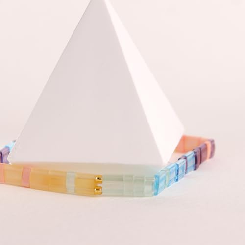 Sonateomber Tila Flat Beaded Stretch Bracelets for Women, Trendy Unique Colorful Square Beads Handmade Stack Bracelet Friendship Accessories Fashion Jewelry Gift - color: 0011B