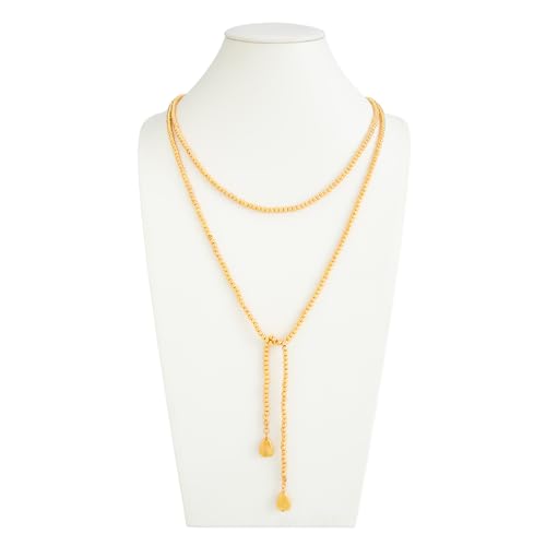 Statement Long Necklaces for Women Vintage Layered Beaded Long Chain Necklaces Boho Y Shaped Tassel Long Pearl Necklace Statement Bead Necklace Jewelry Gift for Women - style: Gold Round Beaded