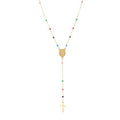 KURTCB Rhinestone Necklace for Women Boho Long Y Lariat Gold Necklace Stack Colorful Summer Beach Jewelry - color: Gold Rainbow