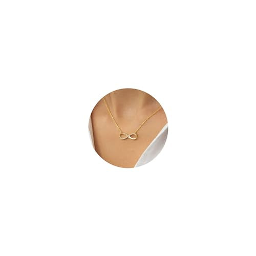 LLWOM Gold Necklace for Women-14k Gold Plated Infinity Necklace Star Of David Necklace Evil Eye Cross Pendants Heart Dainty Gold Necklace For Women - color: Gold, style: CZ Infinity Gold