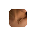 Turandoss Gold Cross Necklace for Women Girls Jewelry Gifts, Dainty 14K Gold Plated Cross Necklace Infinity CZ Holy Mary Medal Necklaces for Women Baptism Religious Faith Jewelry First Communion Gifts - color: cubic zirconia cross necklace