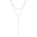 Foxgirl Lariat Gold Necklace for Women, Dainty Long Necklace 14k Gold Plated/Silver Y-Shaped Pendant Necklace Trendy Layered Cz Beaded Chain Drop Necklaces Simple Gold Jewelry For Women Gift - color: Y Layered Bead Necklace-SL