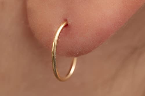 Gold Hoop Earrings Silver Hoop Earrings - Hoop Earrings For Women Two Pcs Of Thin Gold Filled Sterling Silver Hoops, Helix Hoop, Tragus Ring, Cartilage Hoop - color: Gold, style: 8mm 18 gauge / 1 pair