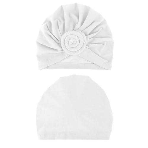 DRESHOW 5 Pack Knotted Headwraps for Women African Turban Pre-Knotted Beanie Headwraps Hair Covers - color: 5 Pack Donuts: White, Khaki, Army Green, Dark Red, Black