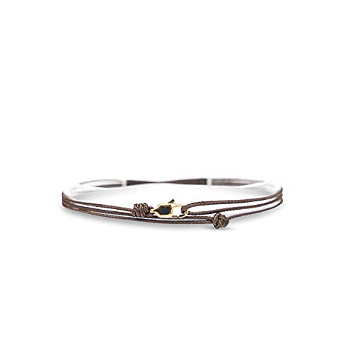 Made by Nami Nautical Rope Bracelet for Men Waterproof & Adjustable Wrap String Bracelets with Snap Hook Gift for Him - color: Brown Gold