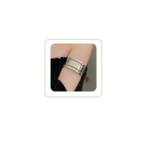 Minimalist Arm Cuff Bracelet Layered Armband Elegant Cuff Bangle Round Bracelet Stackable Geometric Jewelry for Women Men - color: chunky silver