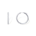 PAVOI 14K Gold Plated 925 Sterling Silver Posts Cubic Zirconia Hoop Earrings for Women | Halo CZ Gold Huggie Hoops - color: White Gold, size: 30 Millimeters