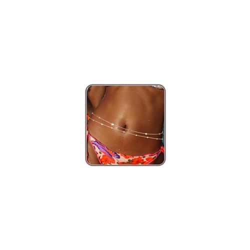 Gold Body Chain for Women Belly Waist Chain Sexy Bikini Beach Jewelry for Women Waterproof Cute Hips Stomach chain Belt Summer Vacation Accessories Gift For Her Boho Jewelry Adjustable 26.5-37Inch - style: K.2pcs Sequin+Beads Chain