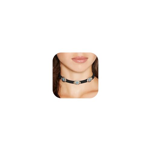Boho Outfits for Women Boho Necklaces Country Concert Outfits Nashville Western Jewelry Choker Necklaces Long Leather Necklace Western Dress Jewelry Country Cowgirl Accessories Gifts - color: K8-Black