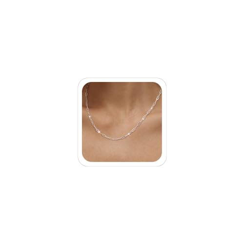 MBW Silver Paperclip Chain Necklace for Women,Dainty Sterling Silver Choker Necklaces for Women Trendy Simple Long Chunky Minimalist Waterproof Link Necklace Jewelry Gifts for Women 16/18/20 in - color: 3mm18"