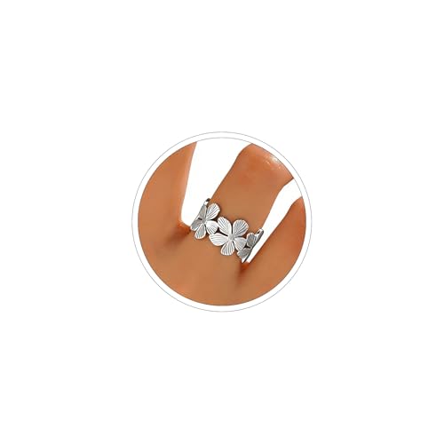 Thumb Rings for Women Chunky Gold Rings for Women Non Tarnish Stainless Steel Adjustable Rings Thumb Silver Ring Wave Curve Ring Dainty Unique Rings - style: 2 - S