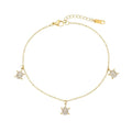 Anklet for Women, 18K Gold Plated Dainty Sea Turtle Heart Butterfly Moon Star Dolphin Snake North Star Charm Dangle Anklet, Cubic Zirconia Adjustable Summer Beach Foot Jewelry, Christmas Gifts - style: Zircon Sea Turtle-Gold