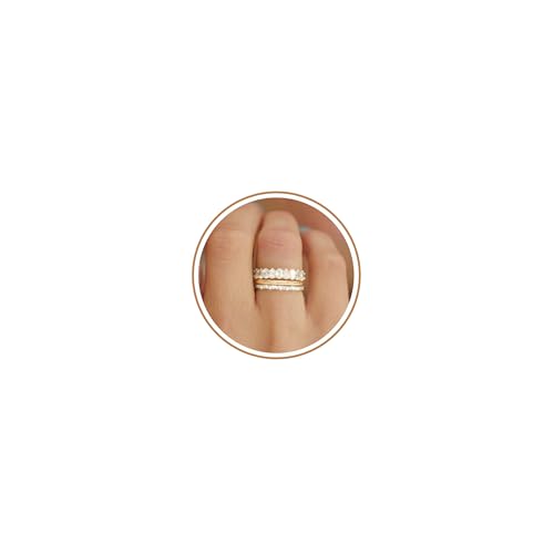 FUNEIA Stackable Gold Rings for Women Non Tarnish Trendy Dainty 14K Gold Plated Stacking Cubic Zirconia Thumb Ring Set Pack Statement Chunky Band Rings Promise Engagement Rings Size 7 8 9 10 11 - color: D-3Pcs Engagement Rings