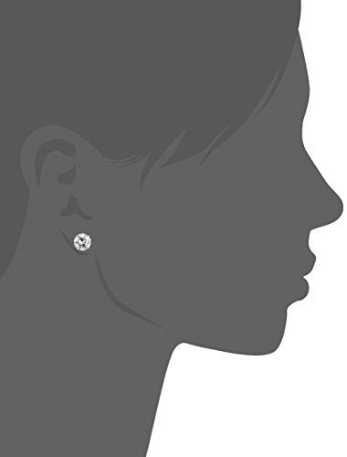 Amazon Essentials Plated Sterling Silver Cubic Zirconia Stud Earrings (Round & Princess) - color: White/Yellow Gold, size: 8 mm, style: Round Cut