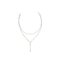 Wedding Multi-layered Rhinestone Back Chain Necklace Layered Bridal Crystal Back Chain Jewelry Festival Rave Rhinestone Backdrop Jewelry Dress Shoulder Body Chain Jewelry for Women - color: Rhinestone-silver