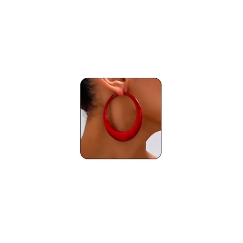 Colorful Large Hoop Earrings for Women Chunky Statement Earrings for Women White Black Red Leopard Hot Pink Earrings Big Hoops Vintage Neon 80s 90s Earrings Chunky Jewelry - style: style - red
