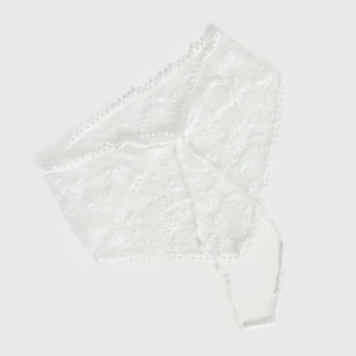 Women's Floral Lace Triangle Hip Scarf Head Kerchief Tie Waist Belt Sheer Hip Wrap Boho Head Scarf Hair Accessory - color: White