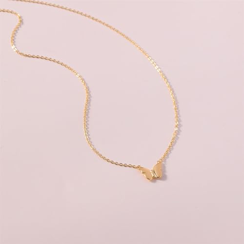 VRIUA Gold Necklace for Women - 14K Gold Plated Dainty Italian Horn Star of David Butterfly Bow Sun Lotus Volleyball Baseball Cowboy Boots Necklace Jewelry Everyday for Women - style: Butterfly