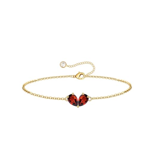 Turandoss Gifts for Women Her Daughter - 6 7 8 9 10 11 12 13 14 15 16 Year Old Girls Birthday Gifts, 14K Dainty Gold Plated Created Birthstone Bracelets for Women Girls Teens Jewelry Gifts - color: 01-01-Jan-Jan-Birthstone