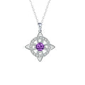 Mystical Birthstone Witches Knot Necklace – Natural Crystal Celtic Pendant, Wiccan Pagan Jewelry Gift for Women - color: February