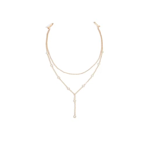 Wedding Multi-layered Rhinestone Back Chain Necklace Layered Bridal Crystal Back Chain Jewelry Festival Rave Rhinestone Backdrop Jewelry Dress Shoulder Body Chain Jewelry for Women - color: Rhinestone-gold