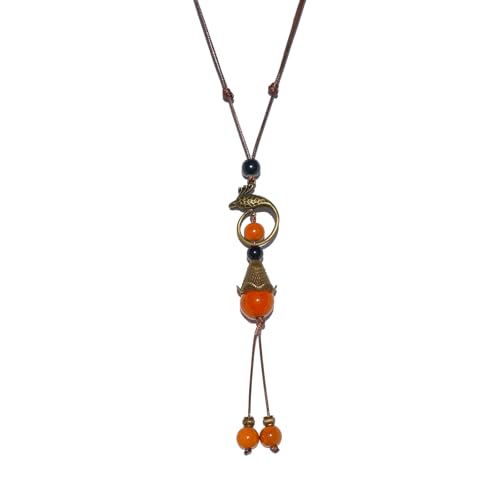 Boho Style Colorful Ceramic Bead Strand Necklace Adjustable Bohemian Jewelry Gift for Women, Fashion Clothing Matching Necklace - color: Orange-L