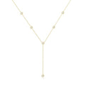 Foxgirl Lariat Gold Necklace for Women, Dainty Long Necklace 14k Gold Plated/Silver Y-Shaped Pendant Necklace Trendy Layered Cz Beaded Chain Drop Necklaces Simple Gold Jewelry For Women Gift - color: Y five diamond-GD
