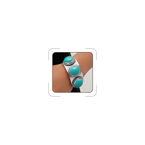 Western Bracelets for Women Vintage Chunky Turquoise Cuff Bracelet Turquoise Country Bracelets Adjustable Boho Cuff Bracelet Western Country Costume Jewelry Accessories - style: Style11