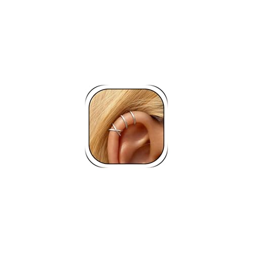 Ear Cuffs Non Piercing 14K Gold Plated Ear Cuff Earrings for Women Trendy Clip on Cartilage Earring Stacks Non Pierced Adjustable Fake Earrings Set Jewelry - color: A1:Silver Ear Cuffs