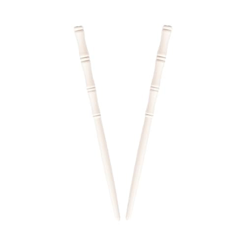 Carved Wooden Hair Sticks Set, Traditional Hair Chopsticks, 7 inches, 2 Pack, Vintage Style (White) - color: White