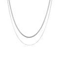 ARSIS 18K Gold Plated Herringbone Necklace Snake Chain Choker Dainty Layered Hypoallergenic Jewelry Gift for Women - color: Silver Double Layer