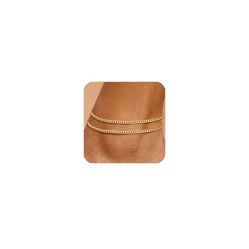 VIROMY Gold Ankle Bracelets for Women - Layered Anklets for Women Waterproof Beach Jewelry Gifts - color: Anklet C-Gold