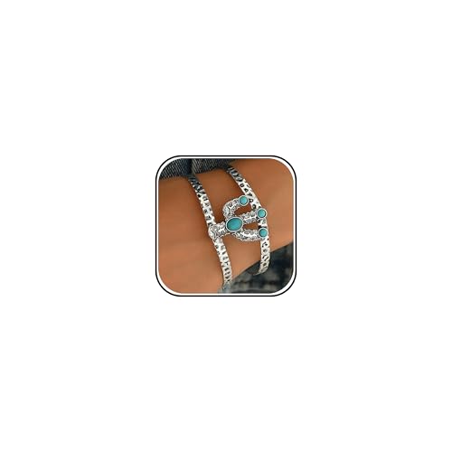 Long tiantian Western Turquoise Beaded Bracelet Set for Women Stackable Cowgirl Bracelets Boho Concho Jewelry Country Concert Rodeo Outfit Accessories Gifts - color: D4