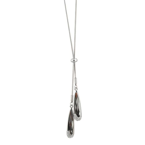 Women's Adjustable Y-Drop Lariat Necklace, Stainless Steel Chain Alloy Teardrop Pendant, Minimalist Spring Jewelry Gift for Women