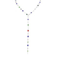 KURTCB Rhinestone Necklace for Women Boho Long Y Lariat Gold Necklace Stack Colorful Summer Beach Jewelry - color: Multi S