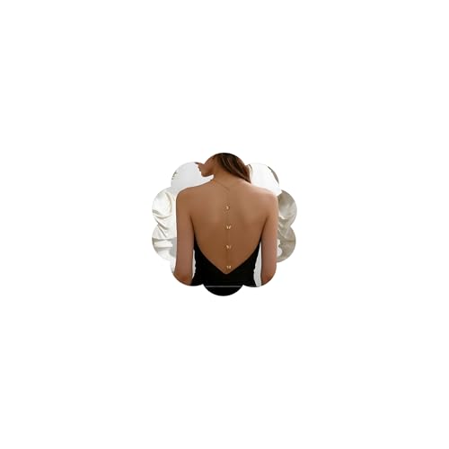 Rhinestone Back Chain Necklace for Women Bridal Wedding Sexy Rhinestone Backdrop Chain Waist Belly Chains Trendy Body Chains Jewelry - style: D-GoldC