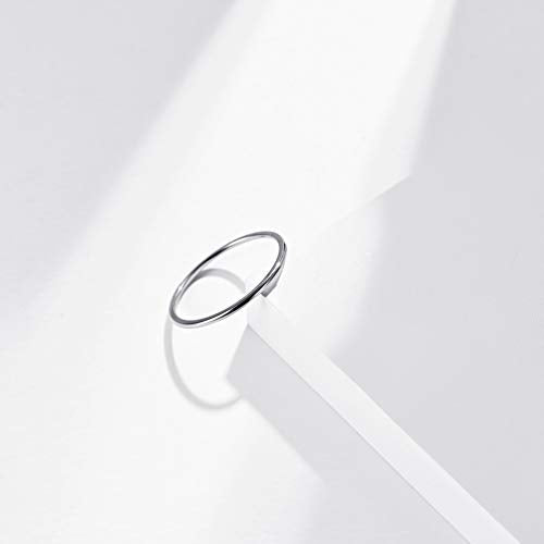 8pcs 1MM Thin Stainless Steel Knuckle Midi Stacking Rings for Women Plain Band Comfort Fit - color: Dome - Silver 8pcs(size 3 to 10)