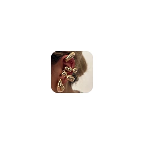 Ear Cuff Earrings for Women Chunky Ear Cuff Colourful Non Pierced Ear Cuff Non Piercing Clip On Cartilage Wrap Cuff Earrings Jewelry Gifts - color: Gold D