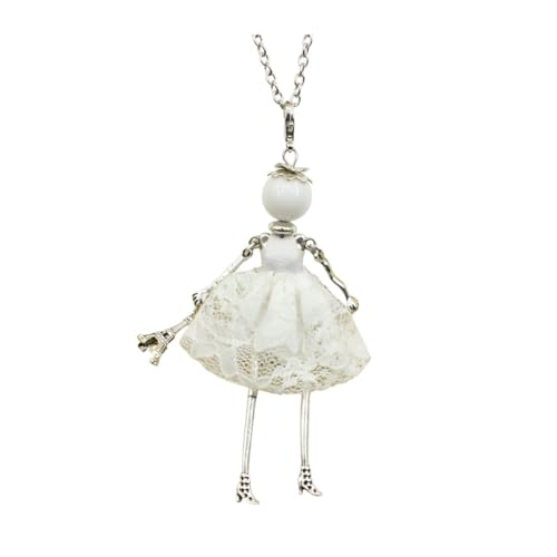 Crystal Paris Doll Necklace for Women, Handmade Cute Dress Long Chain Pendant Necklace Prom Costume Jewelry - style: 12