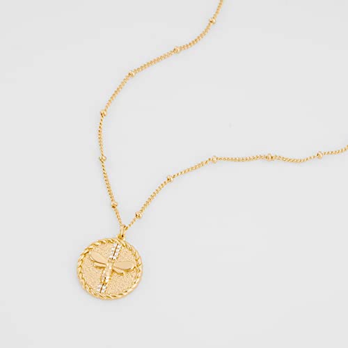 Fettero Animal Necklaces for Women 14K Gold Plated Charm Snake Necklace Elephant Bird Cat Butterfly Pendant Cute Dainty Necklace Jewelry - style: Bee