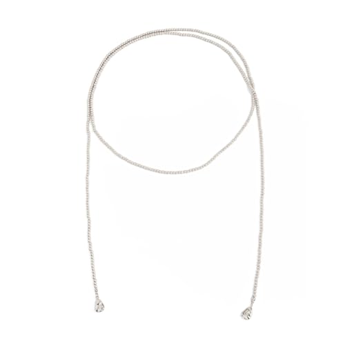 Statement Long Necklaces for Women Vintage Layered Beaded Long Chain Necklaces Boho Y Shaped Tassel Long Pearl Necklace Statement Bead Necklace Jewelry Gift for Women - style: Silver Round Beaded
