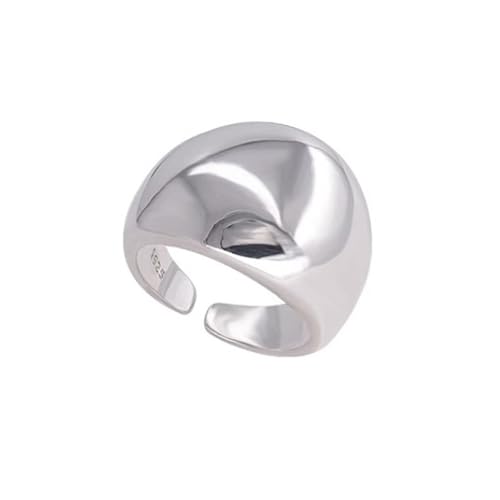 Adjustable 925 Sterling Silver Rings Handmade Wide Silver Ring Boho Thumb Band Statement Rings for Women - color: Pattern 3